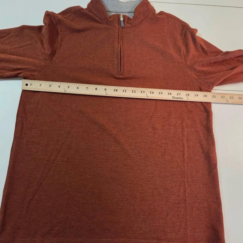 Mizzen+Main Mens Quarter Zip Pullover Burnt Orange Heather Large Size Mock Neck